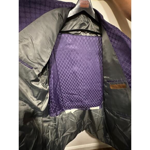 Giorgio Brutini “Antonio” Suit 52L – Dark Purple Checker Pattern, New w/ Tags - Picture 4 of 7